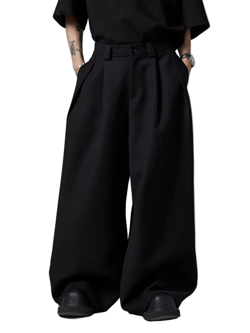 Spring Autumn Oversized Long Black Flowy Baggy Wide Leg Pants for Mens Streetwear Loose Casual Soft Trousers 2024