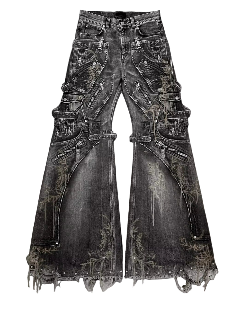 Oversized Pockets with Wide Legs Floor Mopping Y2K Mens Jeans Hip Hop Black Ripped Baggy Jeans Harajuku Gothic Pants Streetwear