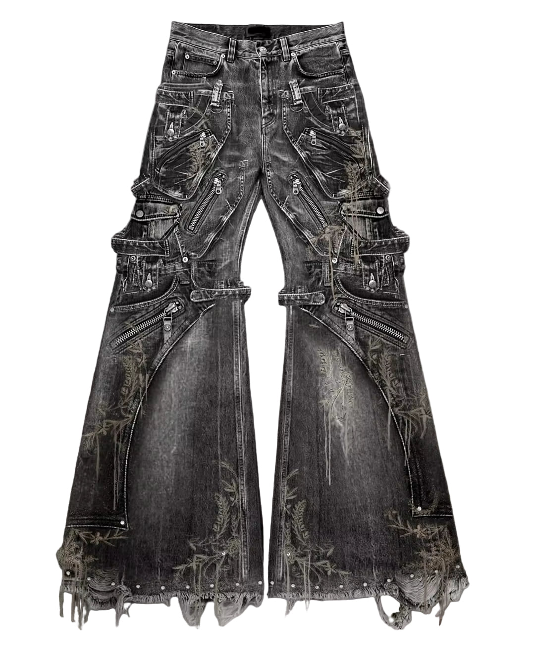 Oversized Pockets with Wide Legs Floor Mopping Y2K Mens Jeans Hip Hop Black Ripped Baggy Jeans Harajuku Gothic Pants Streetwear