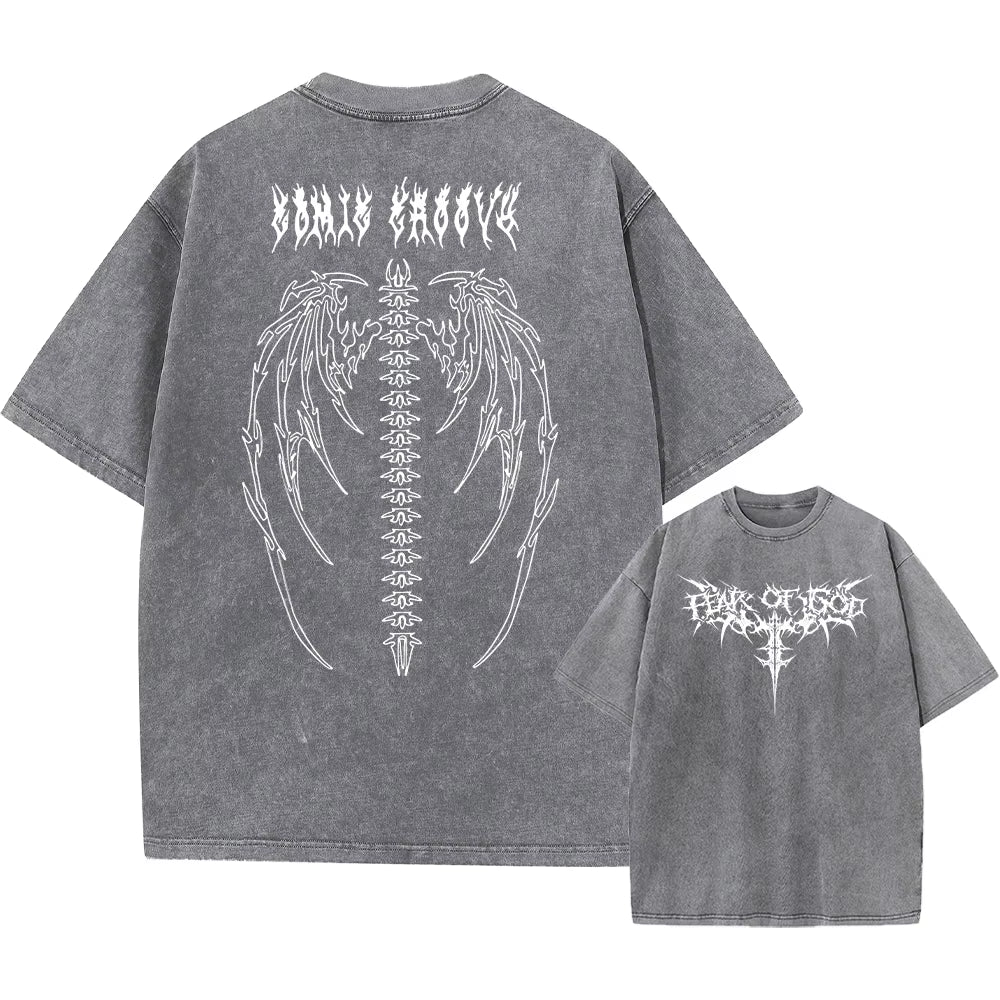 Oversized Printed Tshirts Men Gym Vintage Heavyweight T Shirts Cotton Workout Acid Wash Baggy Tees Street Fashion Tops Unisex