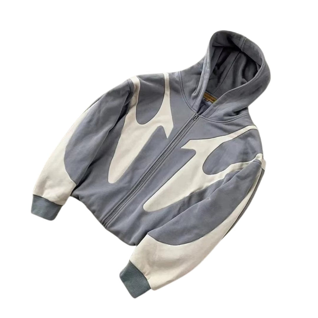 American Retro Letter Printed Devil Pattern Hoodie Y2K Harajuku Casual Couple Zipper Hoodies Sweatshirt Fashion Street Clothing