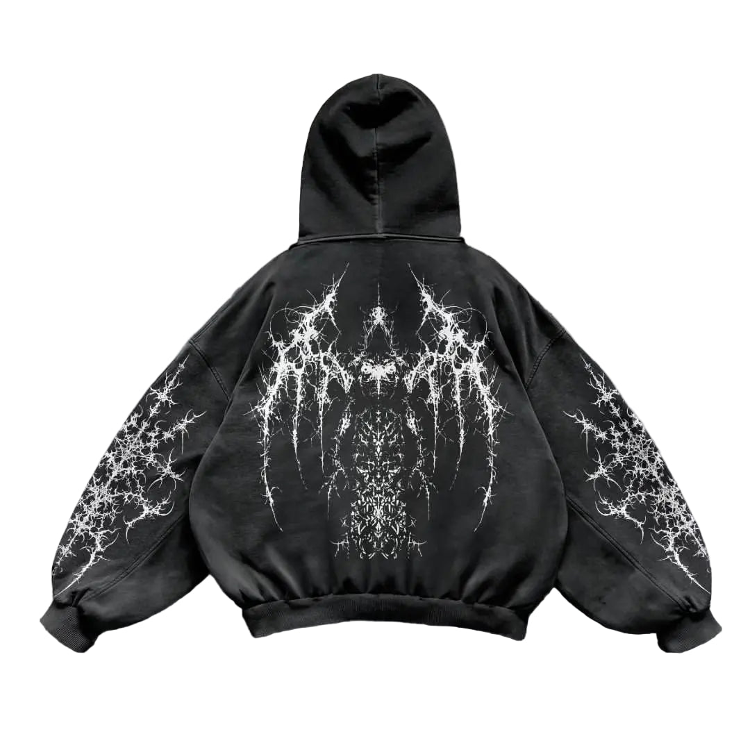 Harajuku Y2K Vintage Punk Solid Color Printed Men Casual Hoodie American Gothic Fashion Couple Casual Hoodie Sweatshirt