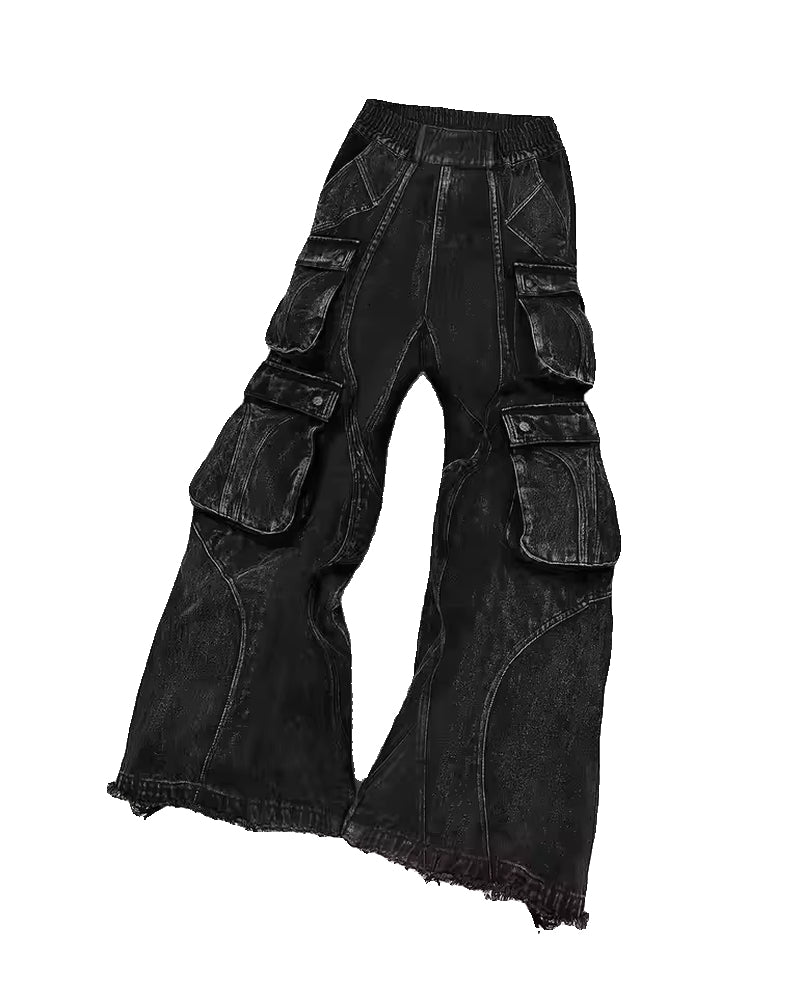 Oversized Pockets with Wide Legs Floor Mopping Y2K Mens Jeans Hip Hop Black Ripped Baggy Jeans Harajuku Gothic Pants Streetwear