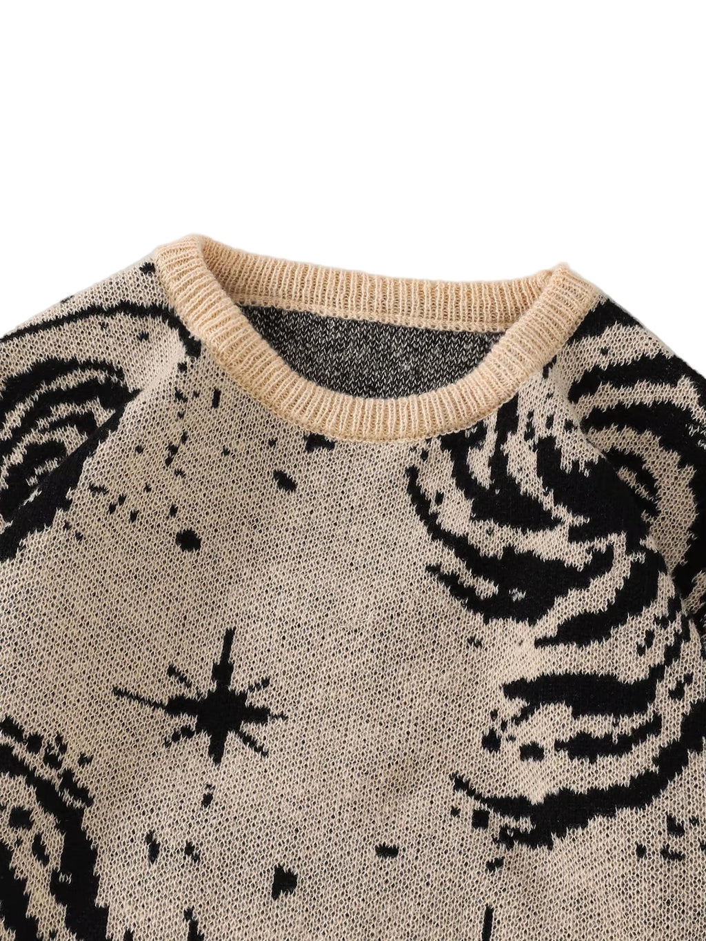 New Popular Street Ripped Abstract Starry Sky Pattern Pullover Ripped Sweater Casual round Neck Knitted Men'S Pullover