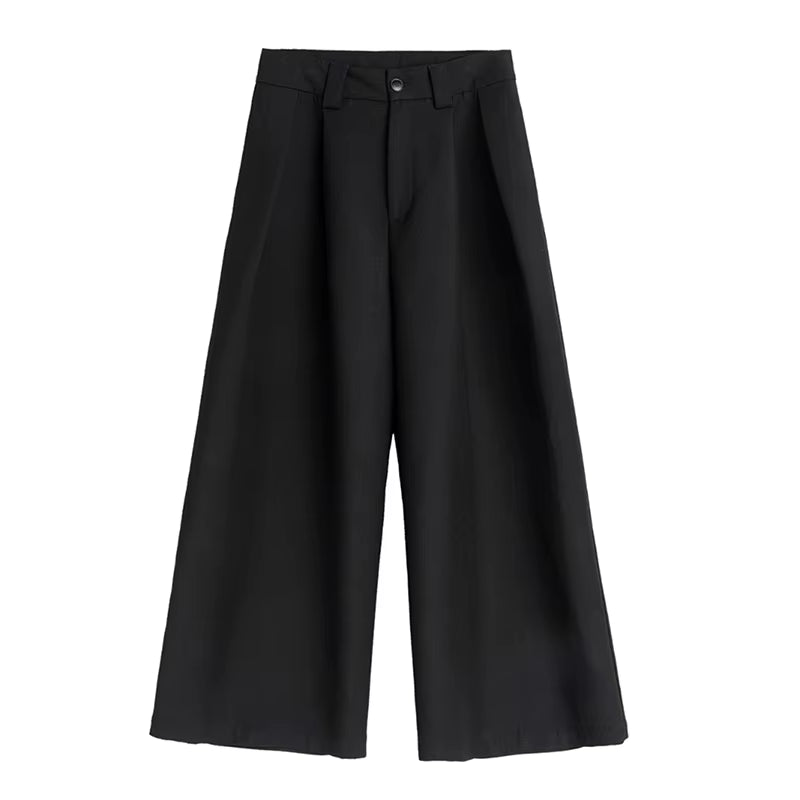 Spring Autumn Oversized Long Black Flowy Baggy Wide Leg Pants for Mens Streetwear Loose Casual Soft Trousers 2024