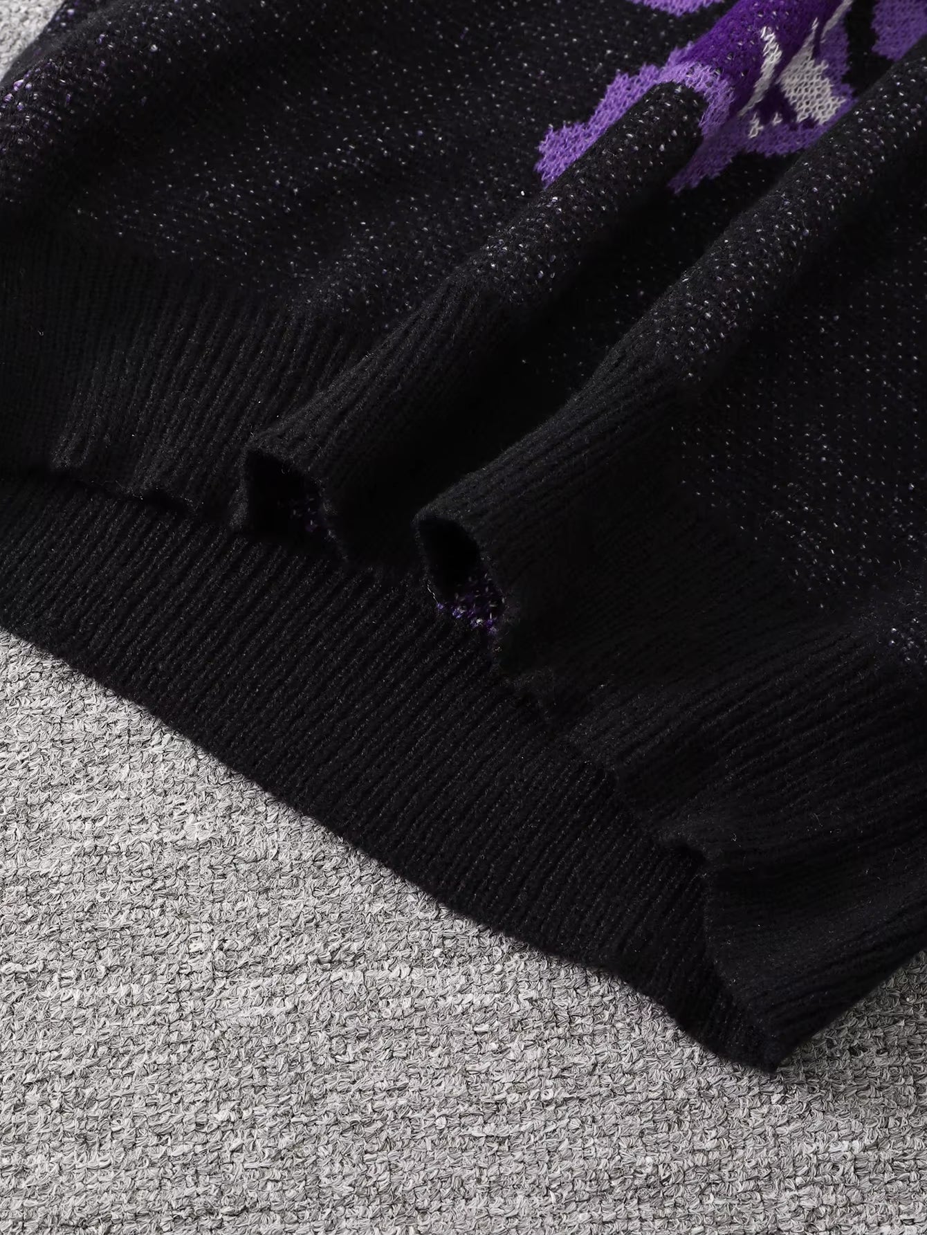 New Popular Spring and Autumn Bone-Shaped Butterfly Jacquard Pattern Pullover Sweater Casual round Neck Contrast Color Knitted M