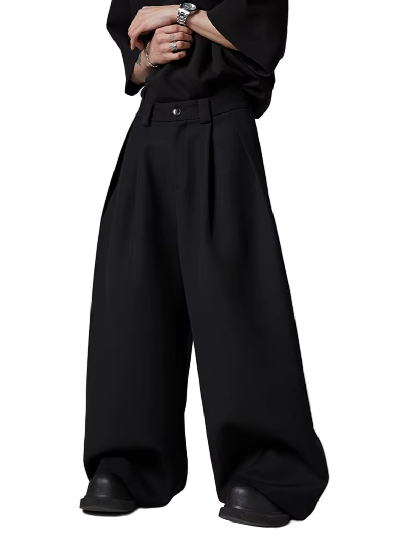 Spring Autumn Oversized Long Black Flowy Baggy Wide Leg Pants for Mens Streetwear Loose Casual Soft Trousers 2024