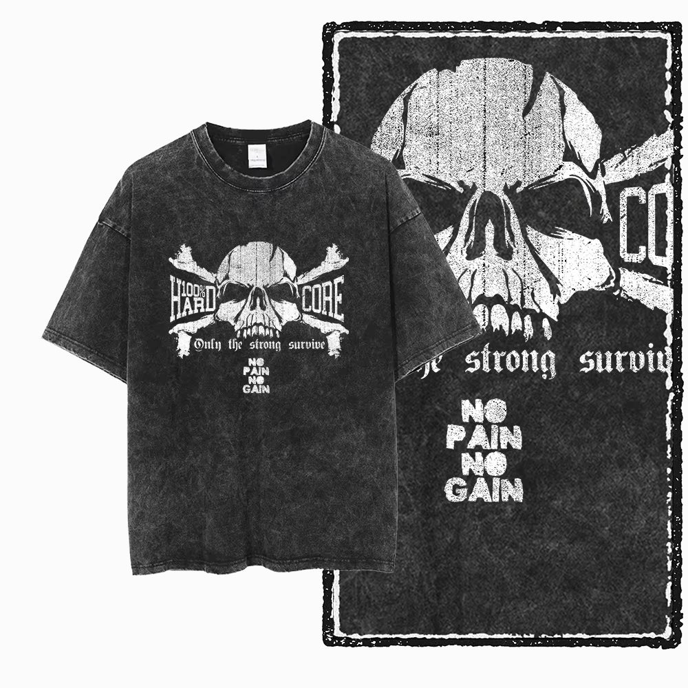 YG BODY BUILDING Printed Cotton Acid Washed Graphic Unisex T Shirt Cool CROSSFIT Streetwear Men Tshirts Big Size Tee for Men