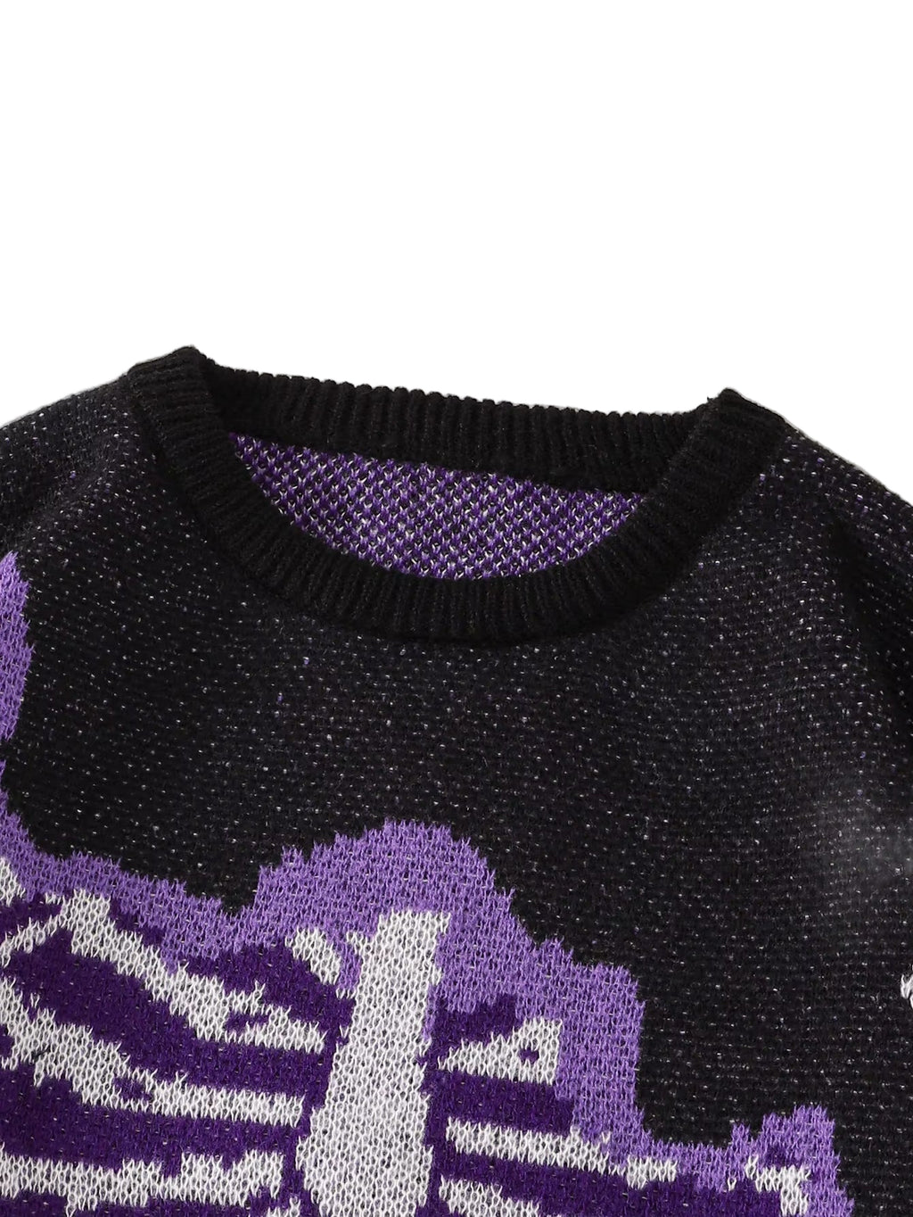 New Popular Spring and Autumn Bone-Shaped Butterfly Jacquard Pattern Pullover Sweater Casual round Neck Contrast Color Knitted M