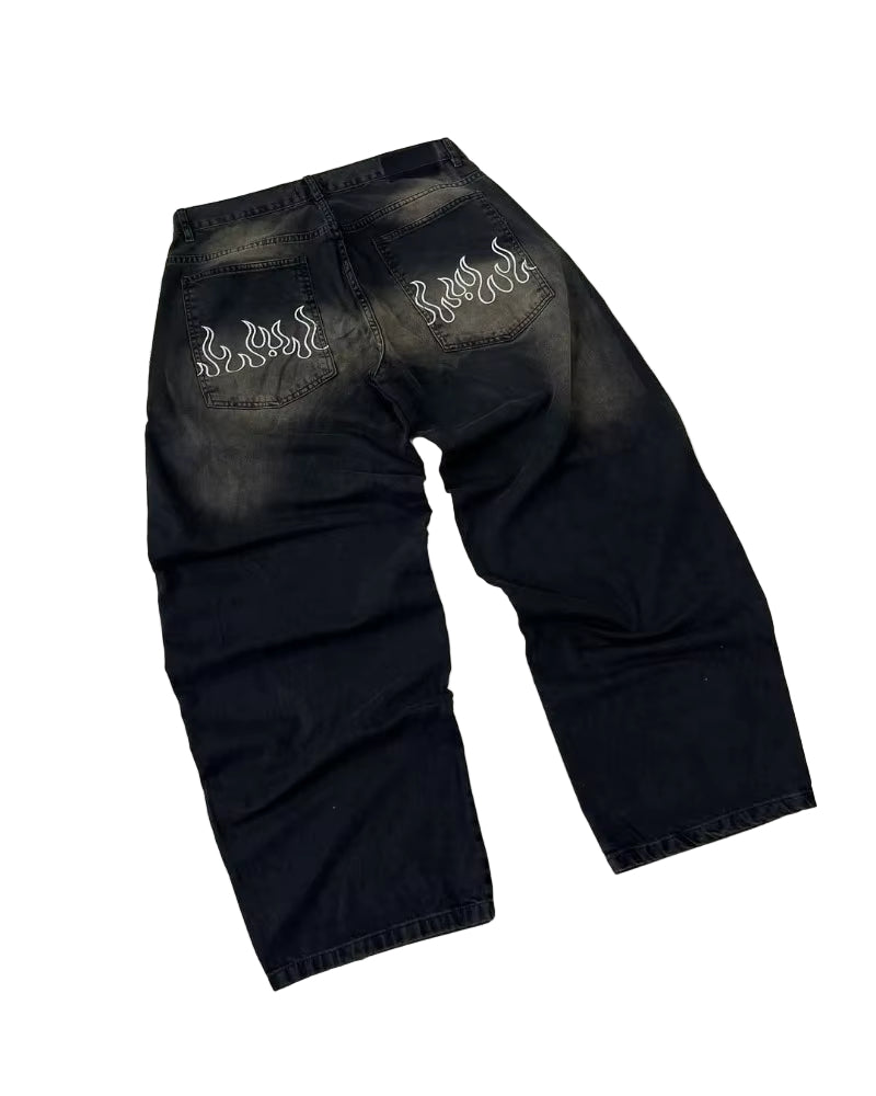 Y2K Casual Men Zipper Jeans Fashionable Comfort Denim Pants Harajuku High Street Wide Leg Pants Vintage Classic Casual Pants