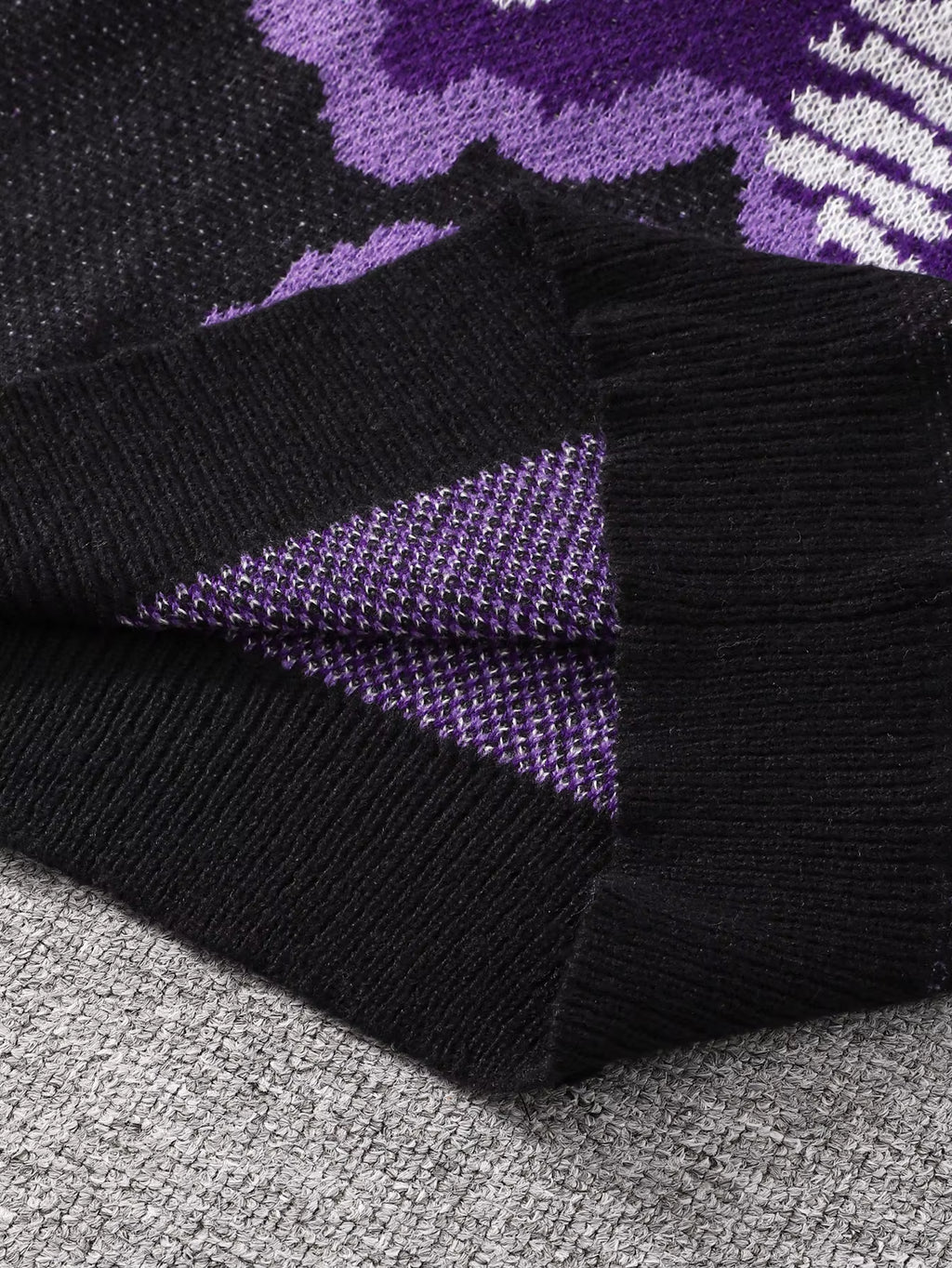 New Popular Spring and Autumn Bone-Shaped Butterfly Jacquard Pattern Pullover Sweater Casual round Neck Contrast Color Knitted M