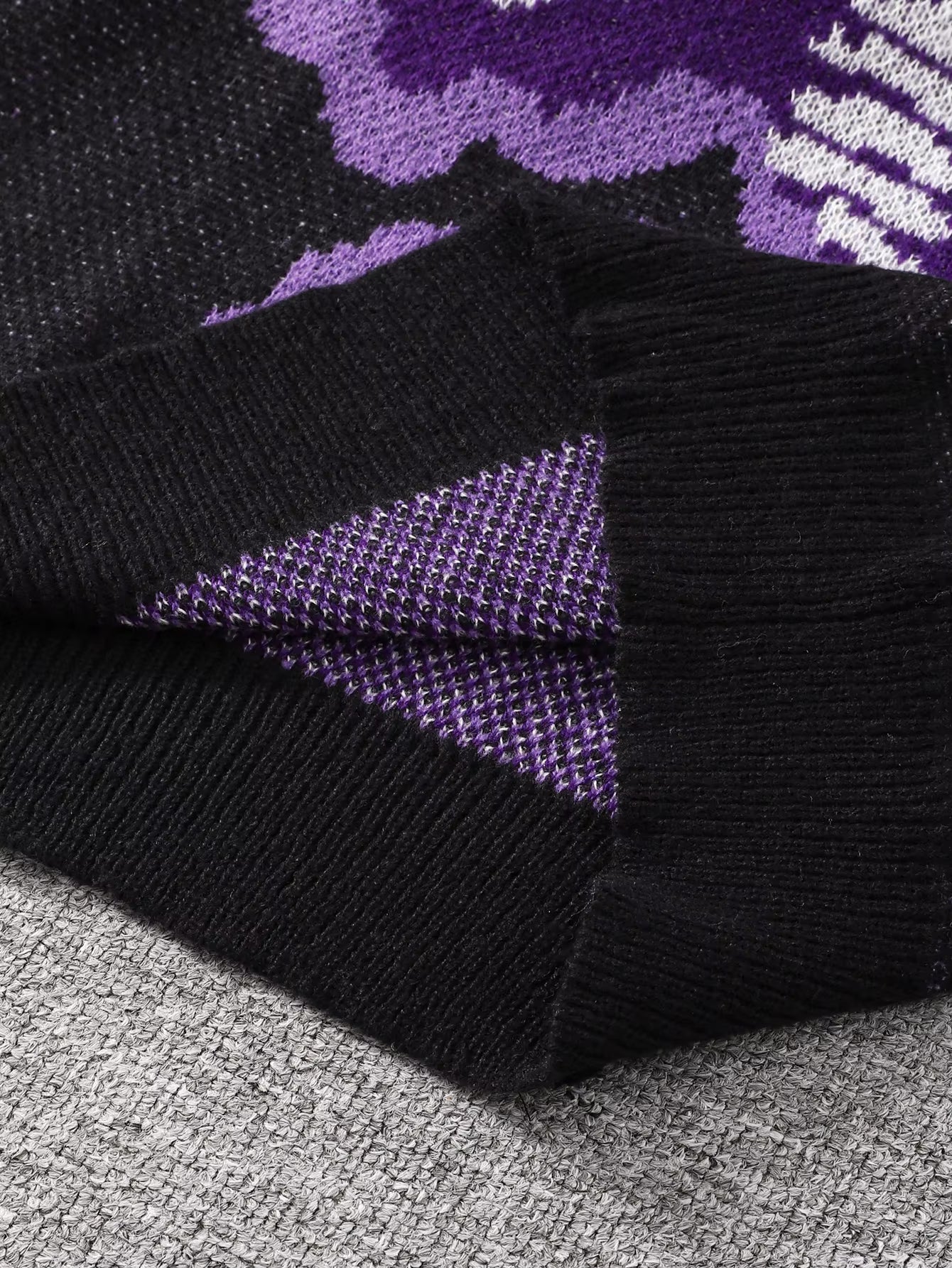 New Popular Spring and Autumn Bone-Shaped Butterfly Jacquard Pattern Pullover Sweater Casual round Neck Contrast Color Knitted M