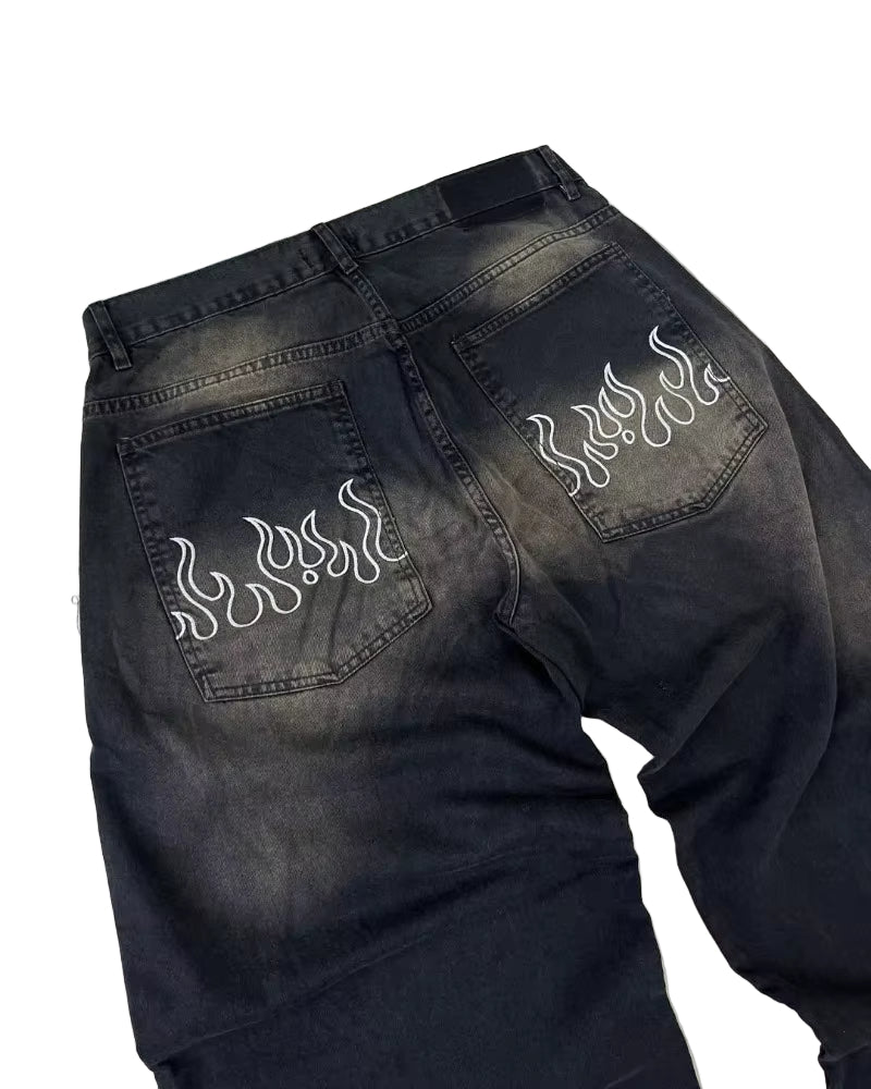 Y2K Casual Men Zipper Jeans Fashionable Comfort Denim Pants Harajuku High Street Wide Leg Pants Vintage Classic Casual Pants