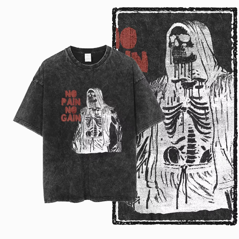 YG BODY BUILDING Printed Cotton Acid Washed Graphic Unisex T Shirt Cool CROSSFIT Streetwear Men Tshirts Big Size Tee for Men